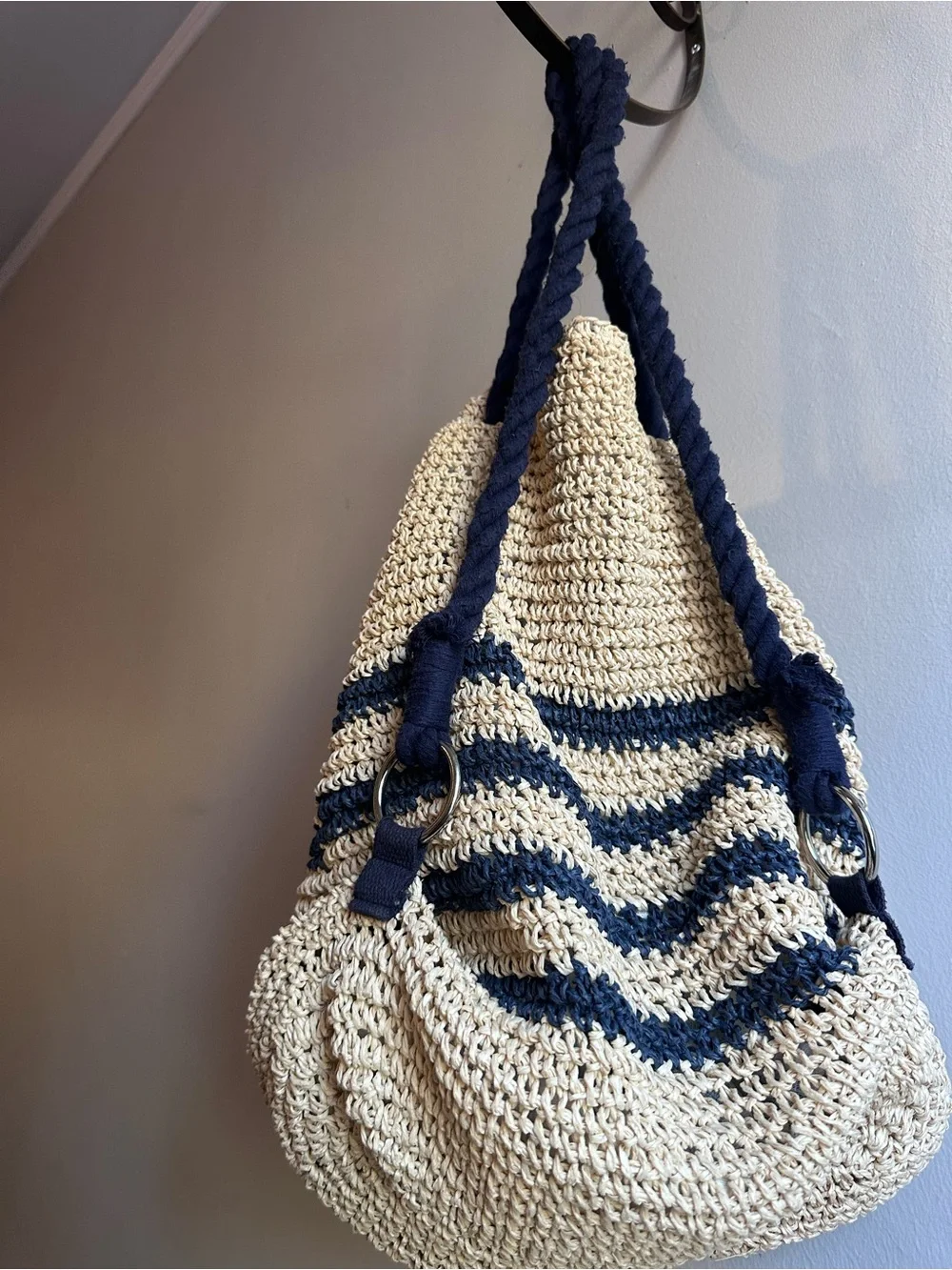 Cynthia Rowley Woven Straw Drawstring Bucket backpack